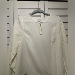 J Crew white Puff-sleeve satin-back crepe top